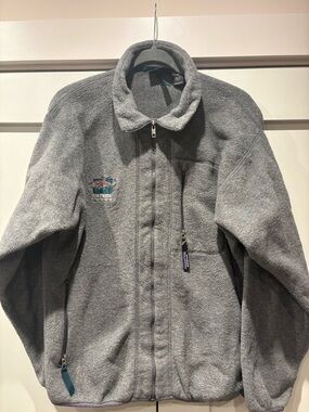 Vintage Patagonia Gray Fleece Synchilla Jacket with Elk Creek Lodge Logo